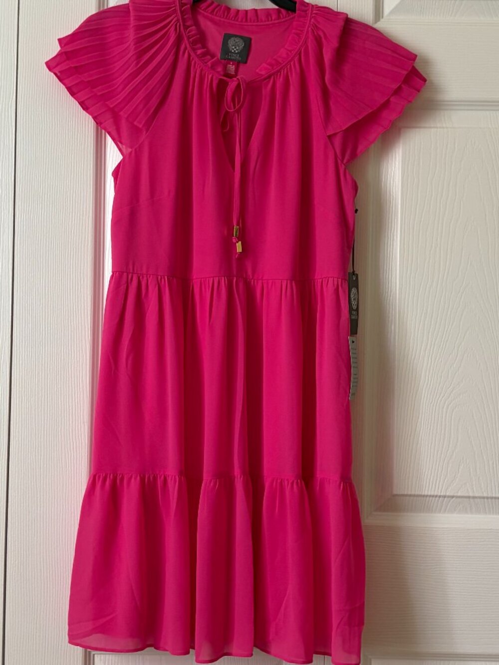 Vince Camuto flutter sleeve tiered chiffon dress